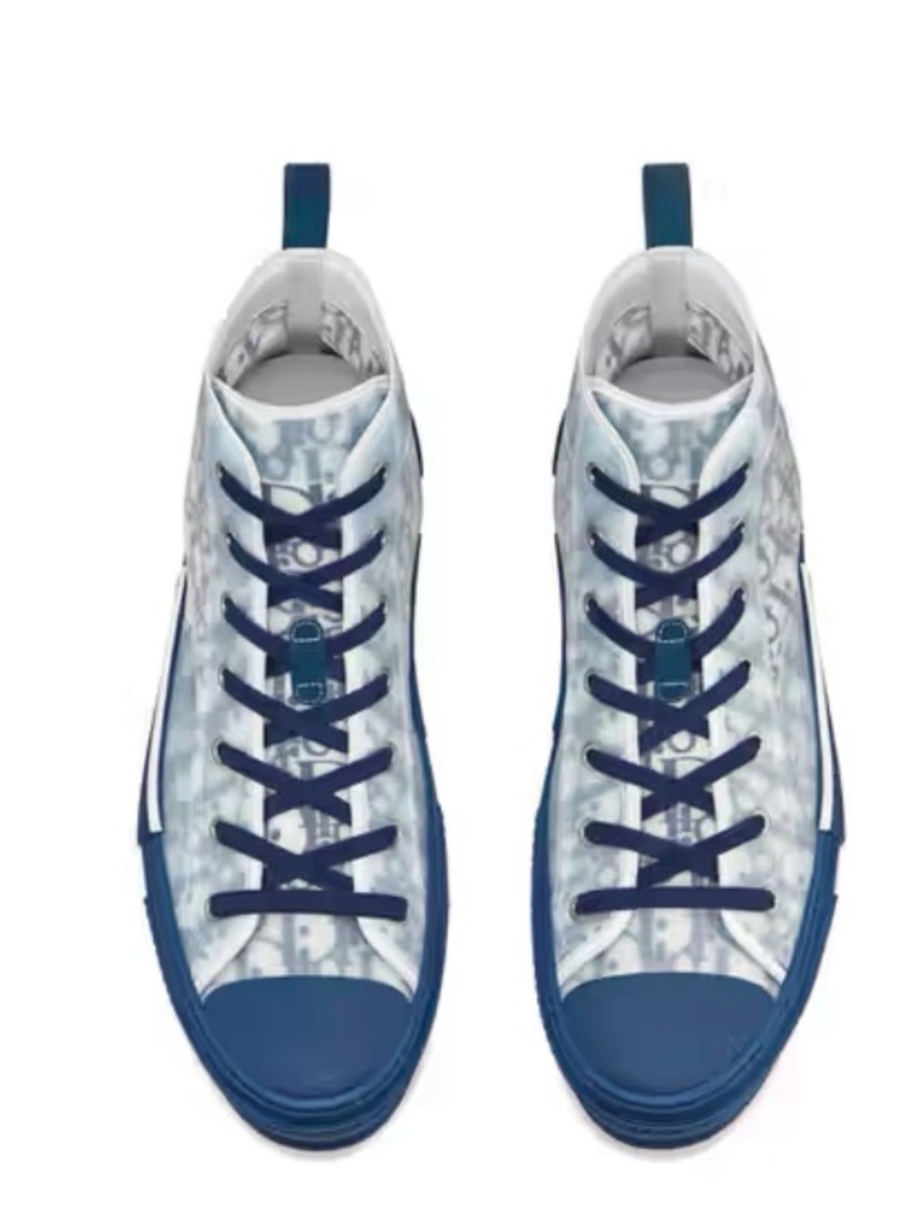 Dior Blue and White Monogram High-Top Sneakers
